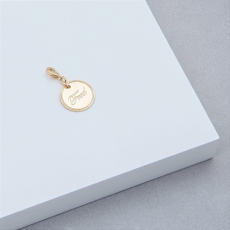 Pingente Personalizado em Ouro 18k para Gatos e Cachorros - Formato Redondo