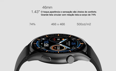 Relógio Smartwatch A Prova D'água Unissex Zw10-AMD GPS Tela Amoled