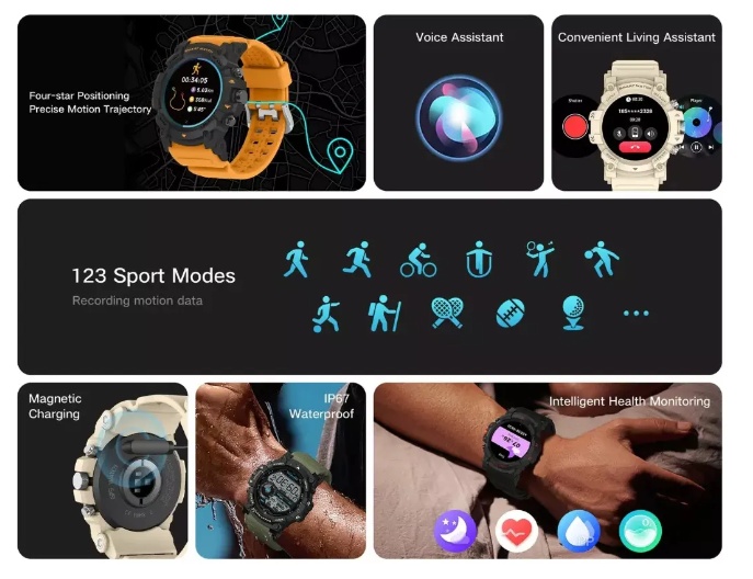 Smartwatch com GPS para esportes ao ar livre pressão arterial à prova d'água Relógio Inteligente para iOS e Android G01C