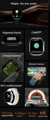 Smartwatch Relógio Inteligente Microwear Ultra 4 Plus 49mm ChatGPT, GPS, Assistente de voz Lançamento 2026