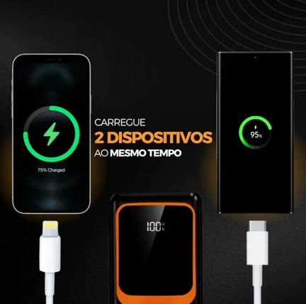 Carregador Portátil Power Bank 10.000mAh Peining Wup-930 USB e USB-C Carregamento Rápido