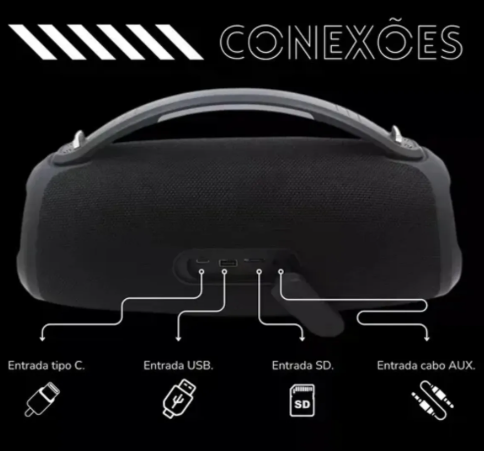 Caixa de Som Bluetooth Peining PEI-S105 200W Subwoofer + 2 Microfones