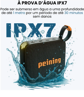 Caixa de Som Bluetooth Peining PEI-SP11 6W IPX7 À Prova D'água