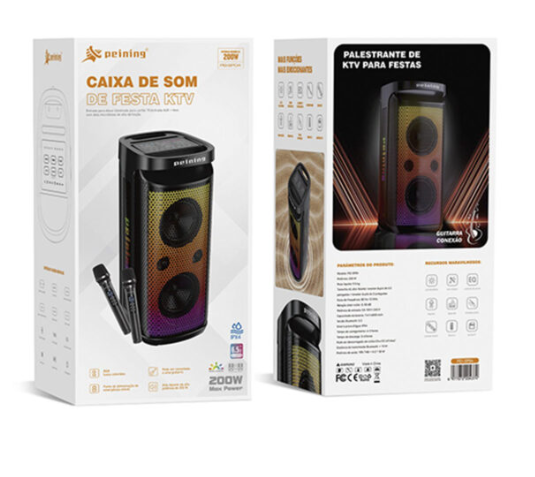PEINING CAIXA DE SOM BT COM 2 MICROFONE PEI-SP04
