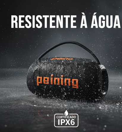 Original Caixa de Som Bluetooth Sem Fio Led Rgb, Ipx6, Pei-238bt, Graves Poderosos Preto 20w/Resistente à Água
