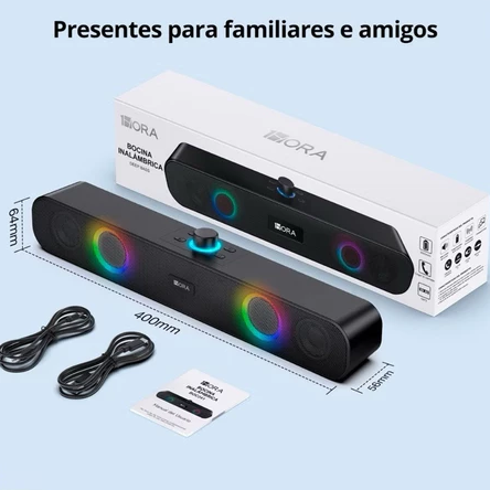 Caixa de Som Soundbar Bluetooth Multimídia Amplificada com LED RGB