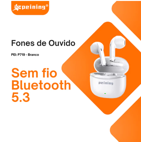 Fone de Ouvido Sem Fio Bluetooth Premium TWS Touch Microfone Assistente de Voz peining P-719