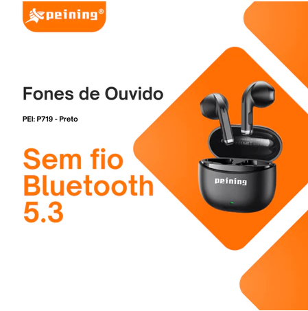 Fone de Ouvido Sem Fio Bluetooth Premium TWS Touch Microfone Assistente de Voz peining P-719