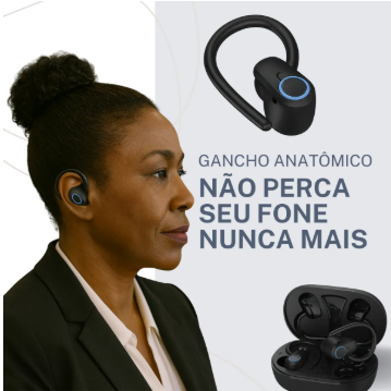 Fone Sem Fio Esportivo Bluetooth 5.3 P9003 C/ Gancho TWS PEI-P9003