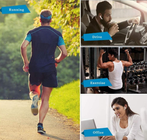Fones de ouvido Bluetooth 5.3 , sem fio, graves profundos, estéreo, 24h, ciclo, de reprodução intra-auricular, sem fio, à prova de suor, fones de ouvido esportivos com microfone embutido