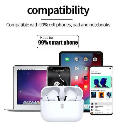 Fone De Ouvido Bluetooth Pro Tws Wireless Headset 5.0 com estojo de recarga MagSafe 1 Par Branco