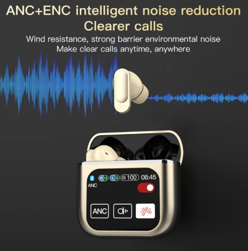 SE60 Pro Touch Screen Com Tela In-ear ANC/ENC Fone De Ouvido Sem Fio TWS Bluetooth 5.4 Longa Duração Da Bateria