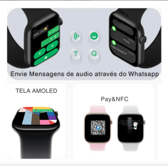 W11 X Smart Watch Série 11 Responde Mensagem Faz Ligaçoes Microwear Amoled Chatgpt Gps Kit Completo