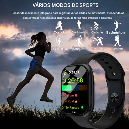 W11 X Smart Watch Série 11 Responde Mensagem Faz Ligaçoes Microwear Amoled Chatgpt Gps Kit Completo
