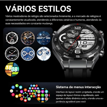 Smart Watch Hw5 Max Inteligente Troca Pulseira C/3 Pulseiras Bluetooth Gps Relógio Luxo Redondo Masculino Nf