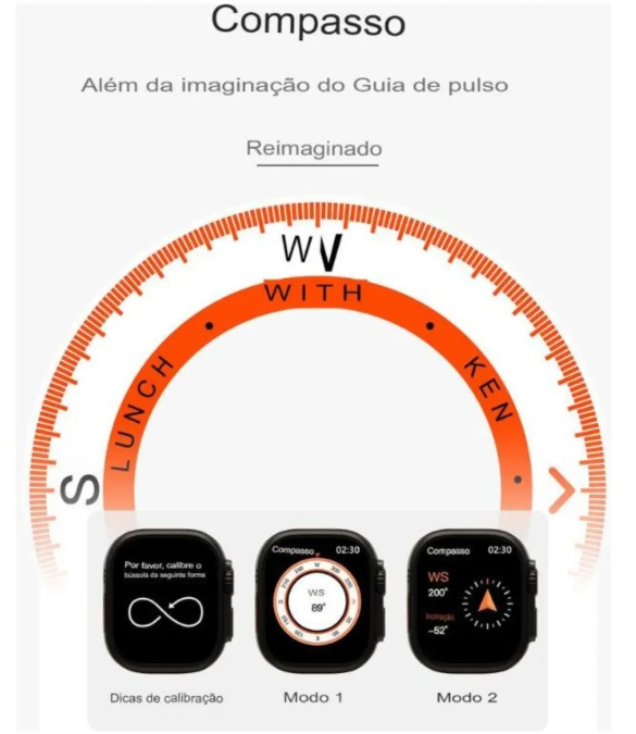 Relógio Smartwatch W69 Ultra Mini 45MM Microwear Tela de 1.95 HD Android/Ios Nfc Original
