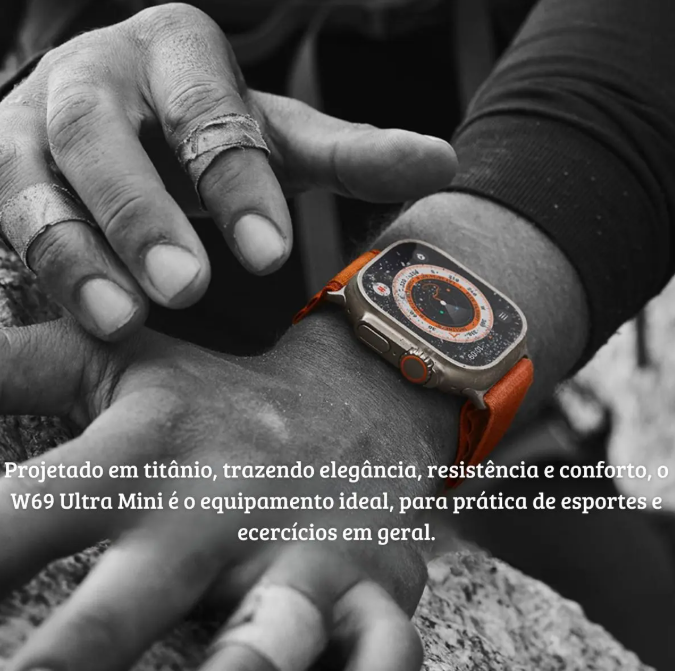 Relógio Smartwatch W69 Ultra Mini 45MM Microwear Tela de 1.95 HD Android/Ios Nfc Original