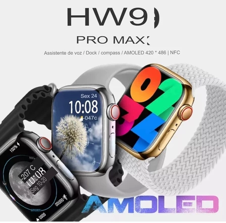 RELÓGIO SMARTWATCH HW9 Pro Max Relogio Inteligente - Tela Amoled 2.2 inch com 3 Pulseiras