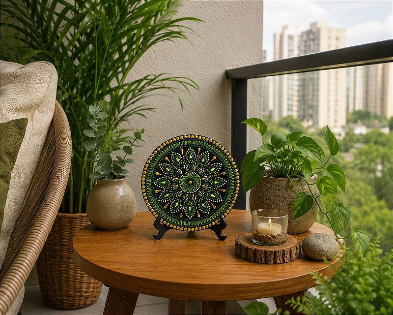 Mandala em Pontilhismo 15 cm.