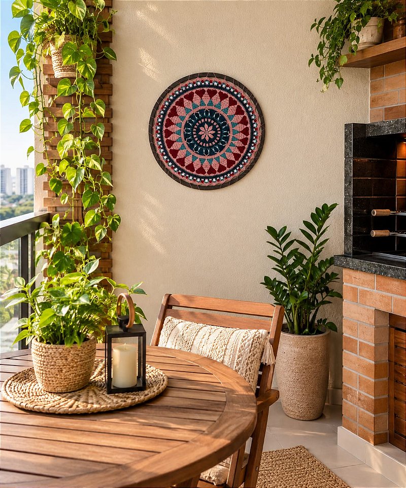 Mandala em Crochê Mosaico 43 cm