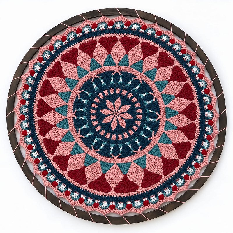 Mandala em Crochê Mosaico 43 cm