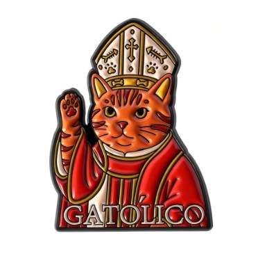 GATÓLICO GATO CATÓLICO BISPO ANIMAIS FOFOS E ARTE RELIGIOSA ACESSÓRIO BROCHE PIN