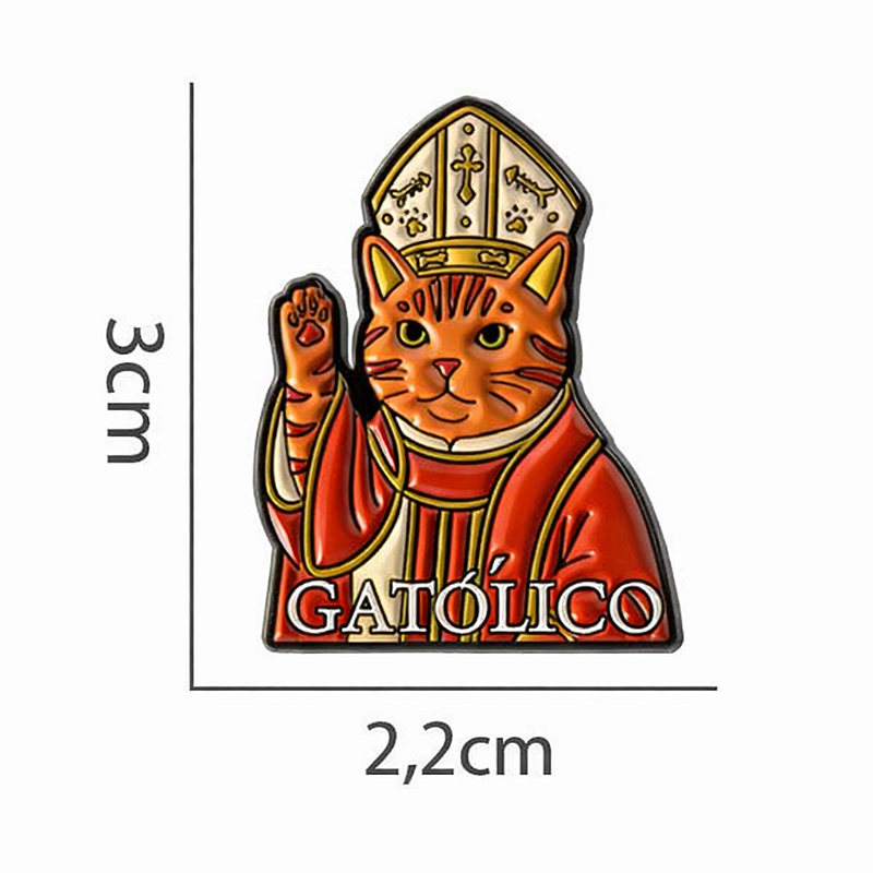 GATÓLICO GATO CATÓLICO BISPO ANIMAIS FOFOS E ARTE RELIGIOSA ACESSÓRIO BROCHE PIN