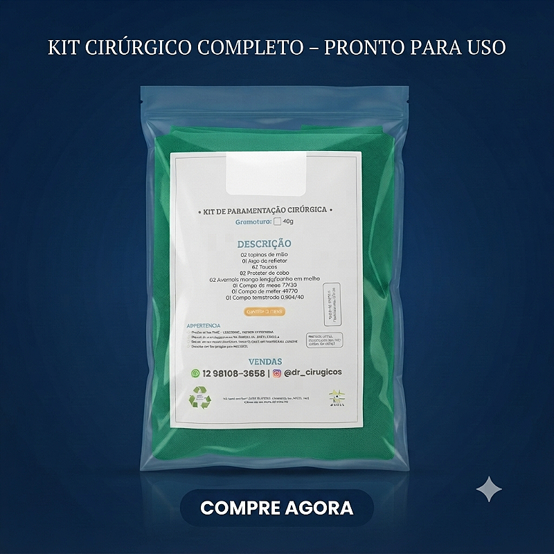 ​Kit Cirúrgico Estéril Descartável 12 Peças Gramatura 40- Cor verde – Registro Anvisa