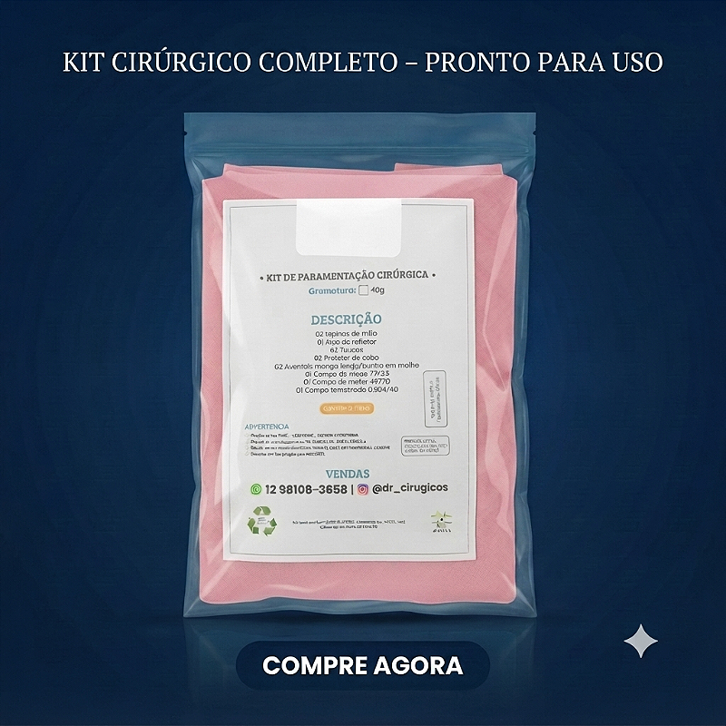 Kit Cirúrgico Estéril Descartável/Gr 40/Punho Malha/Cor Rosa/ 12 Peças – Registro Anvisa