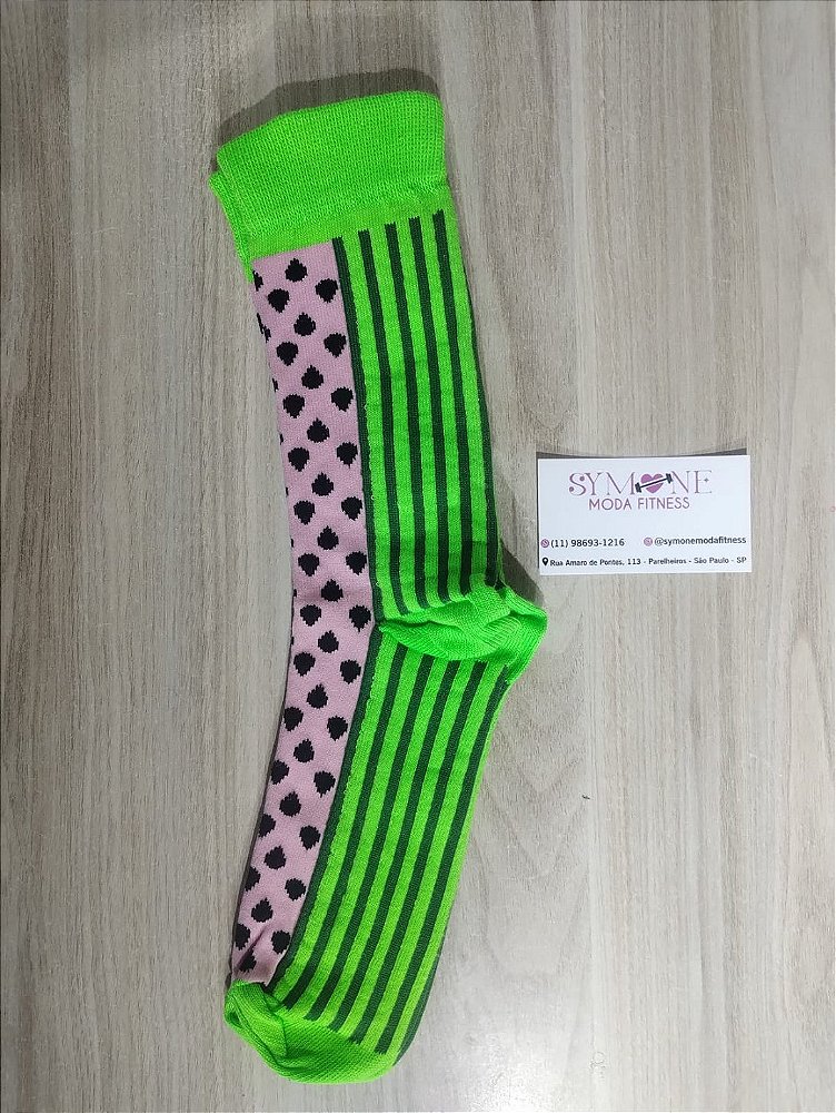 Meias Longas Estampadas Verde-Limão