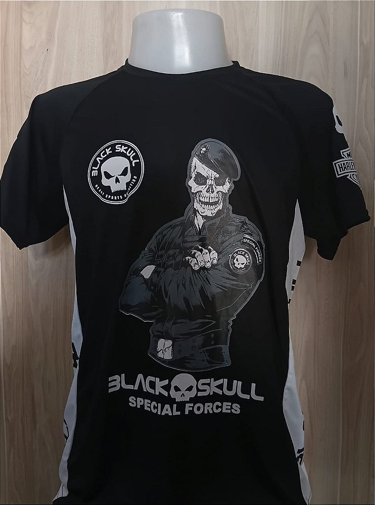 Camiseta Masculina Dry Fit Estampada Black Skull