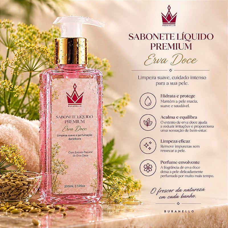 Sabonete Corporal Premium Erva Doce e Algodão