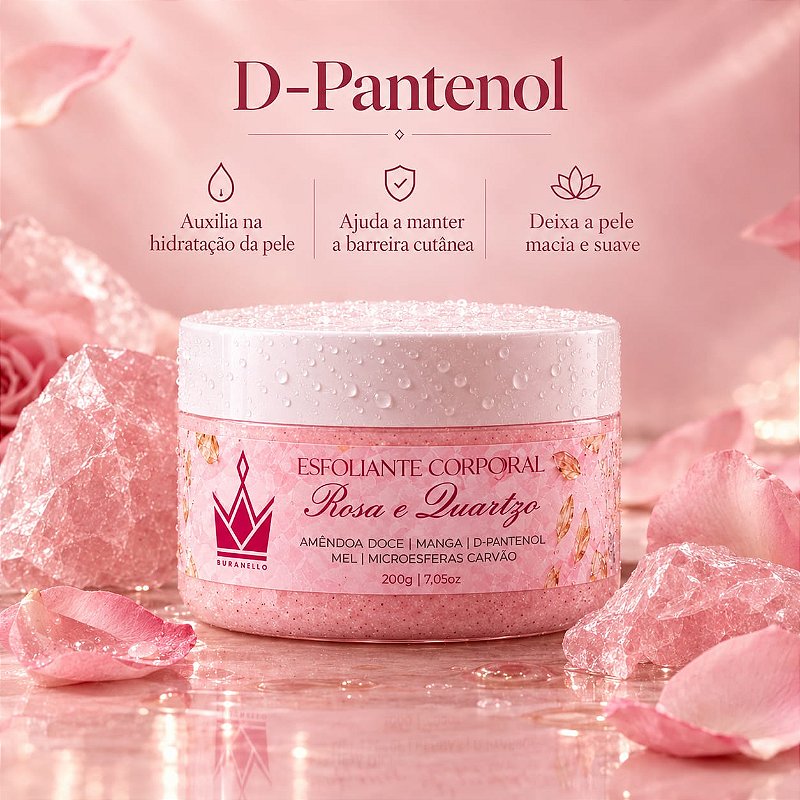 Esfoliante Corporal Rosa e Quartzo Buranello