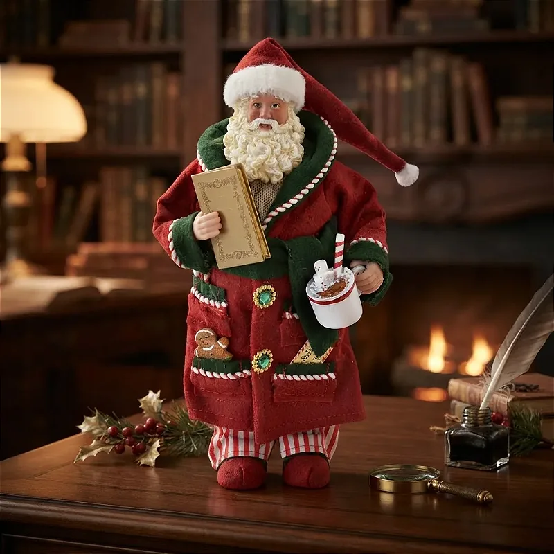 Papai Noel Colecionável De Roupão 28cm Caneca Christmas