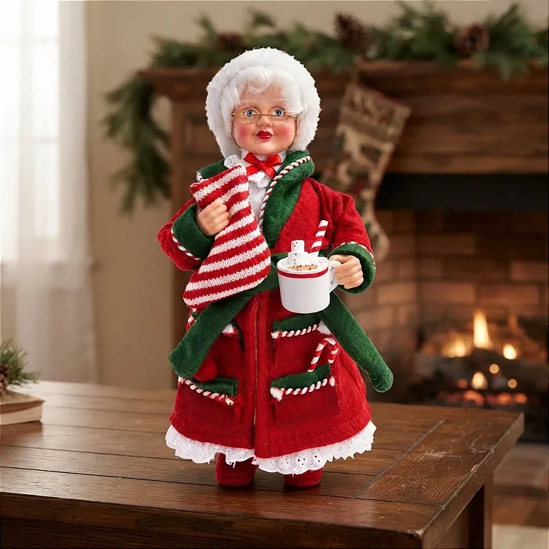 Mamãe Noel Colecionável De Roupão 28cm Caneca Christmas