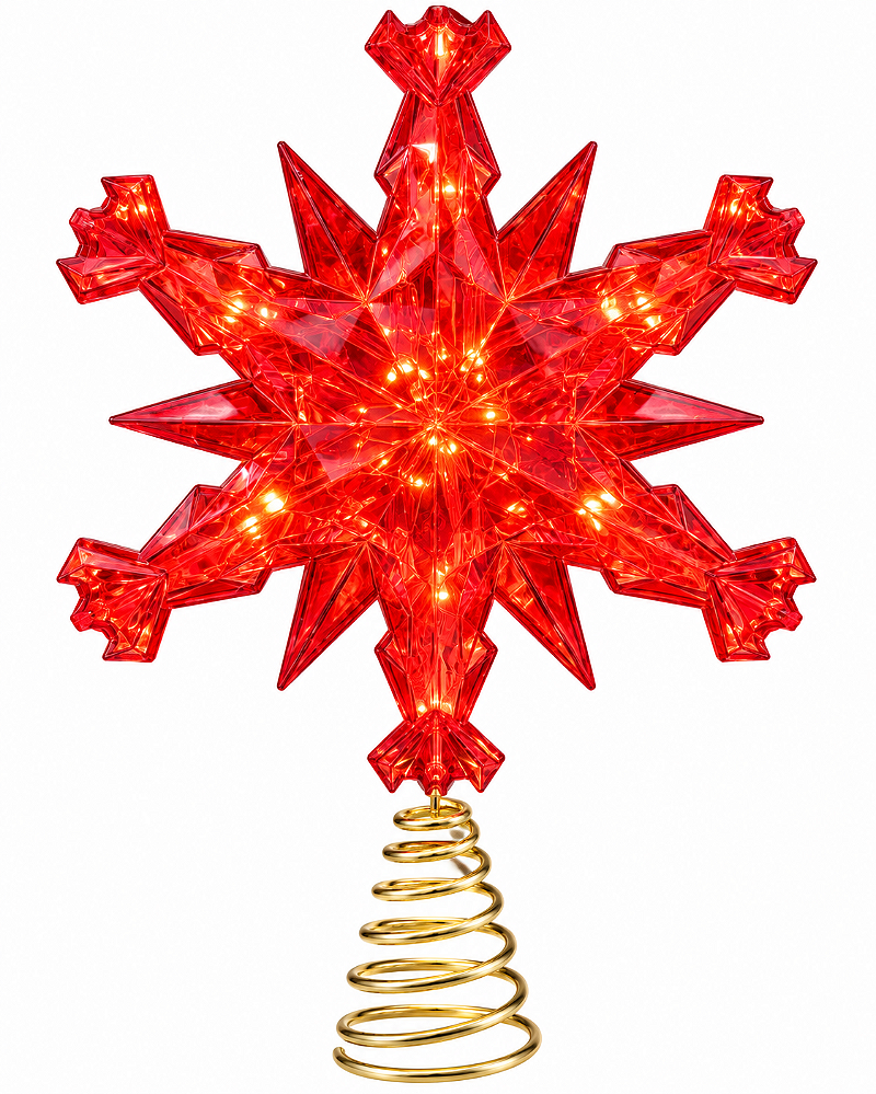 Ponteira Arvore De Natal Estrela Floco De Neve Com Led 30cm