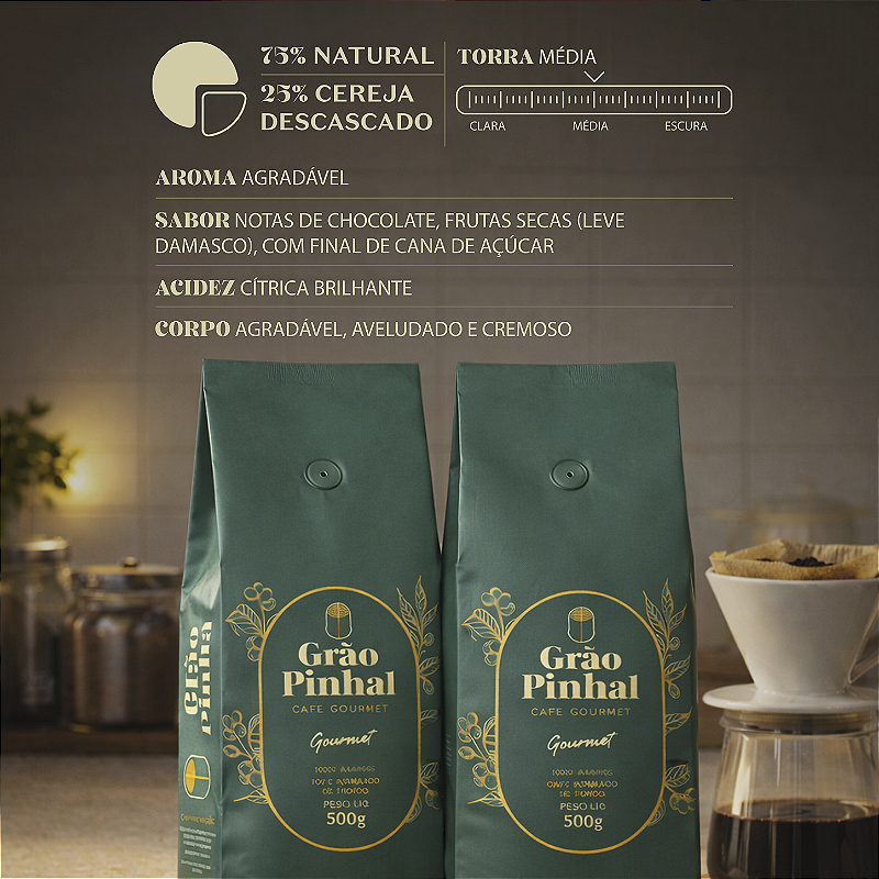 Café Grão Pinhal Gourmet Torrado e Moído 500G