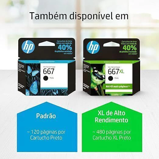 Cartucho de tinta HP 667 Preto Original