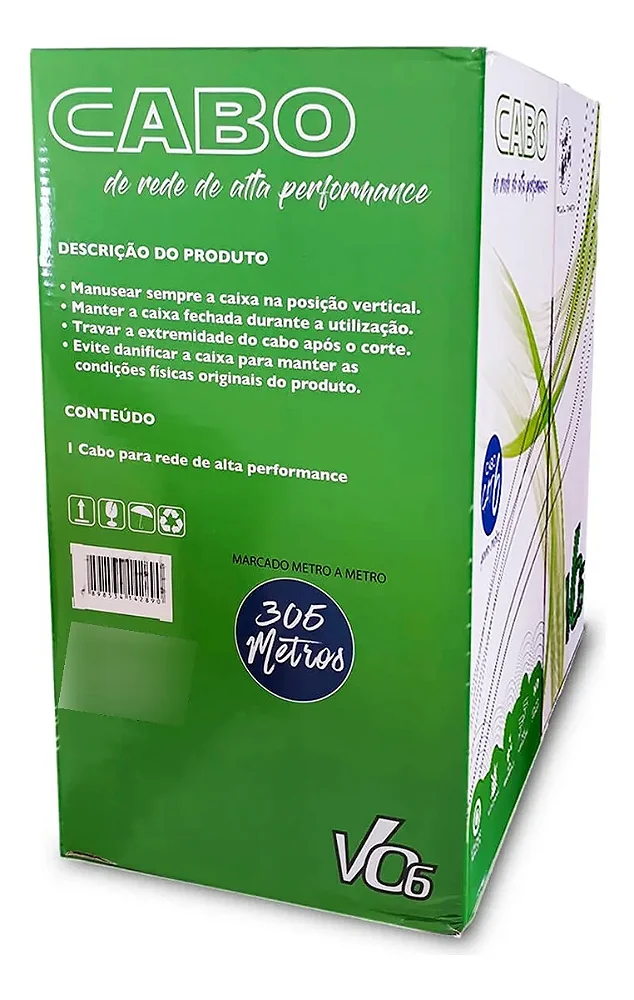 Cabo De Rede Cat6 24awg Cx 305m Utp 305 M Metros Vo6