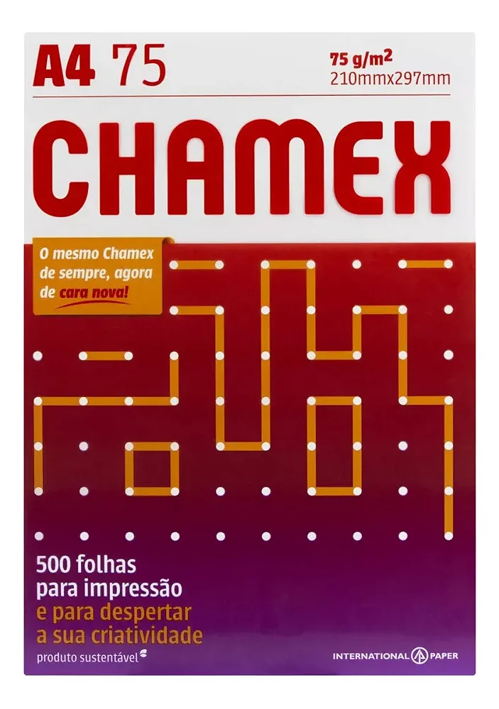 Papel A4 Sulfite Chamex 500 Folhas 75g 210x297 Cor Branco
