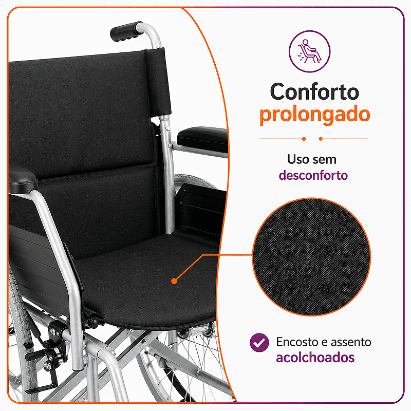 Cadeira de Rodas Modelo D100 Dobrável Resistente Até 120kg - Dellamed
