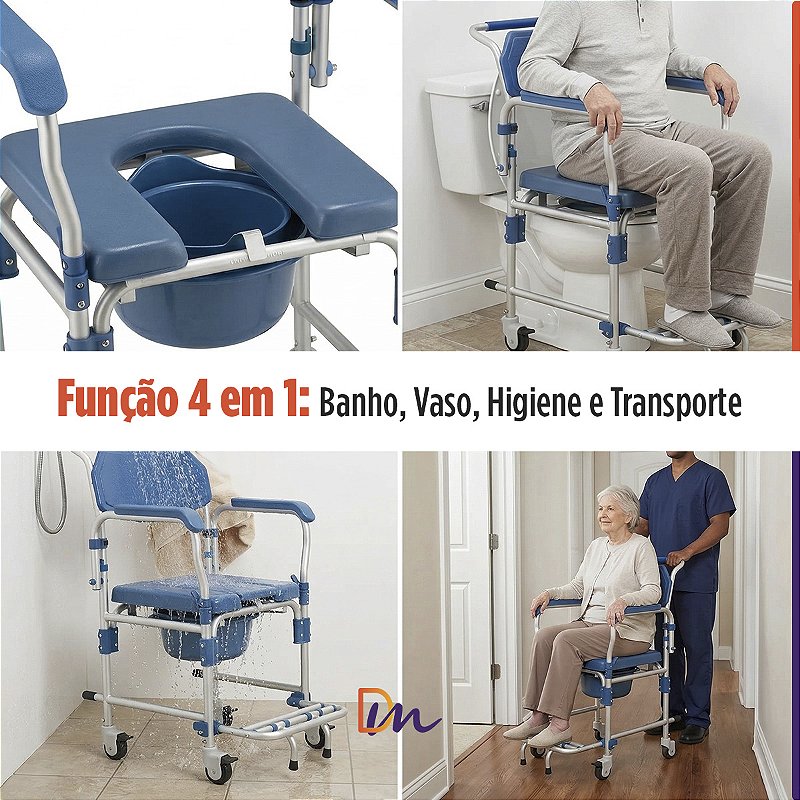 Cadeira Para Banho D60 Em Alumínio Até 150 Kg - Dellamed