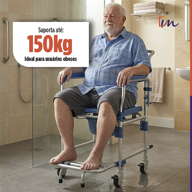 Cadeira Para Banho D60 Em Alumínio Até 150 Kg - Dellamed
