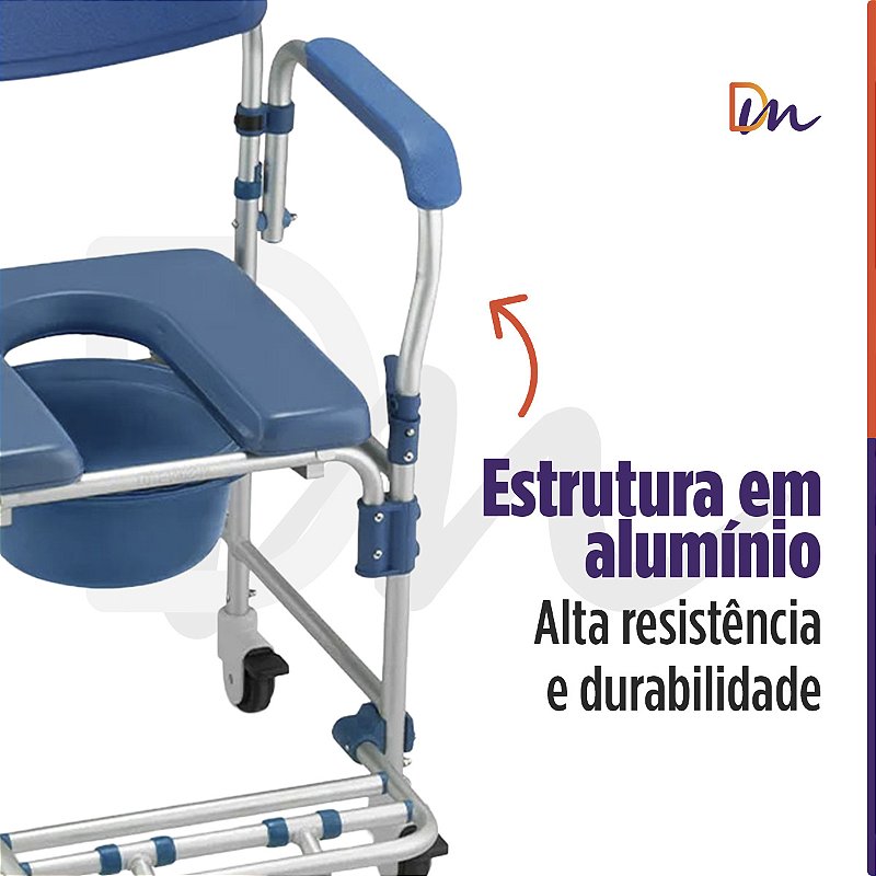 Cadeira Para Banho D60 Em Alumínio Até 150 Kg - Dellamed