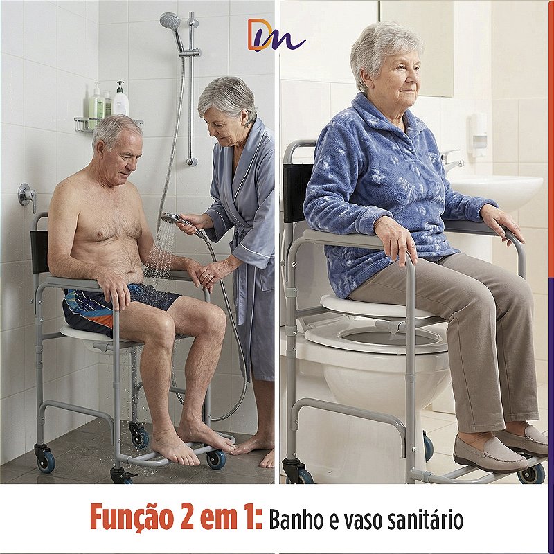 Cadeira Para Banho Higiénica Dobrável Até 100kg D30 - Dellamed