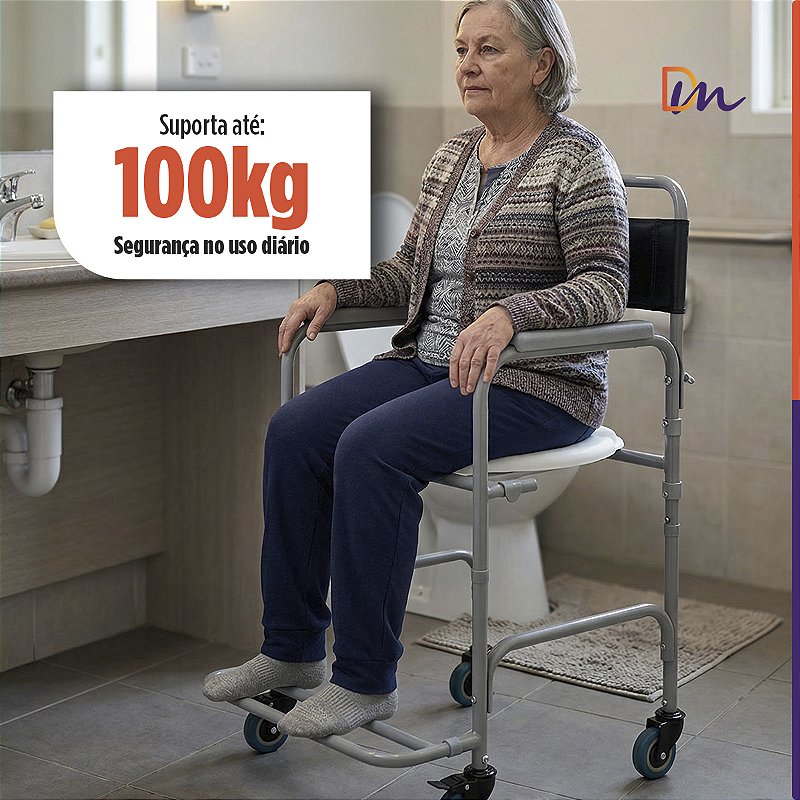 Cadeira Para Banho Higiénica Dobrável Até 100kg D30 - Dellamed