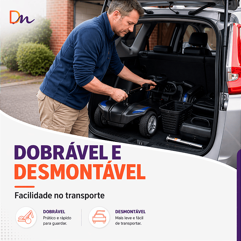 Scooter Elétrica Preta Modelo LB Ligth Até 136 Kg - Dellamed