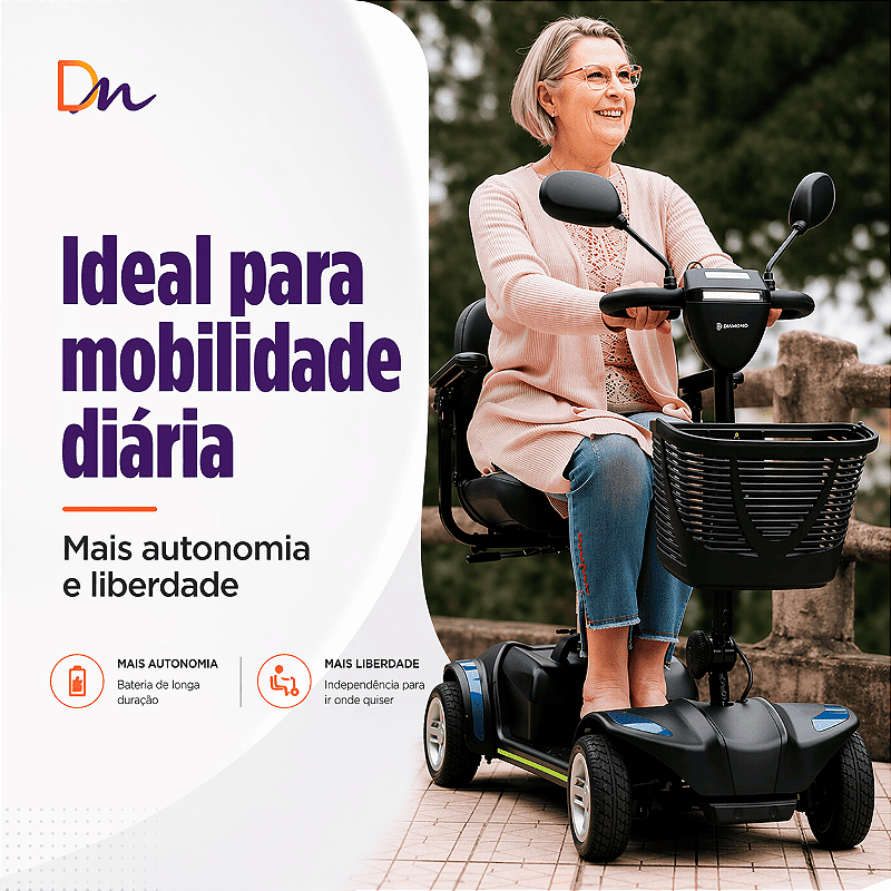 Scooter Elétrica Preta Modelo LB Ligth Até 136 Kg - Dellamed