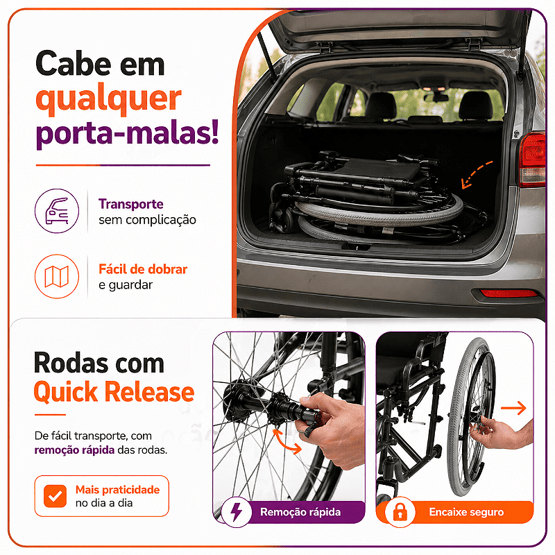 Cadeira De Rodas Modelo D400 Dobrável Até 120 Kg - Dellamed