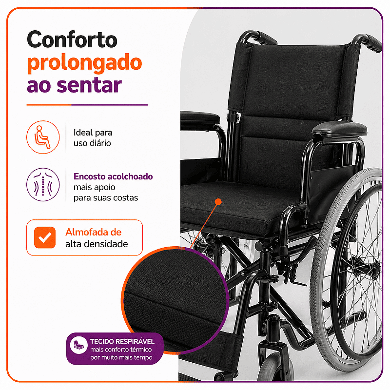 Cadeira De Rodas Modelo D400 Dobrável Até 120 Kg - Dellamed